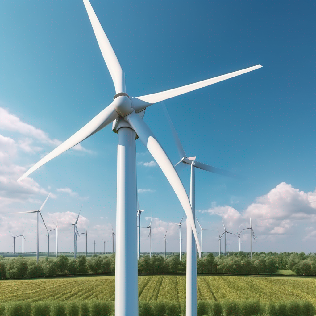 Éolienne sur fond de ciel bleu clair