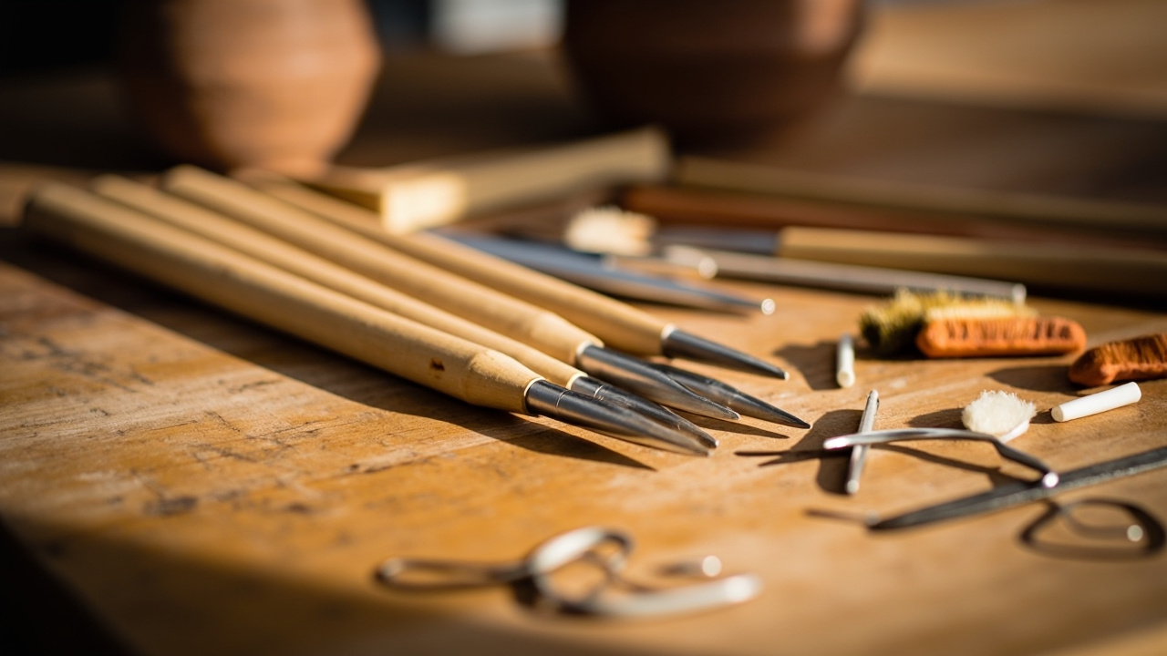 Kit de poterie debutant avec outils et argile  
Poterie pour debutants avec accessoires et materiaux